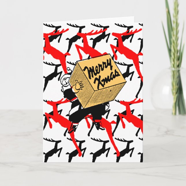 Santa con un feliz paquete de Navidad (Anverso)