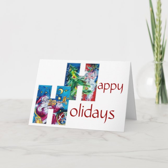 SANTA CON VIOLÍN Y NAVIDAD ÁRBOL MONOGRAMA (Anverso)