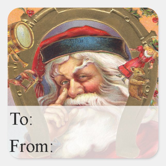 Santa conoce la etiqueta de regalo de Navidad vint (Anverso)