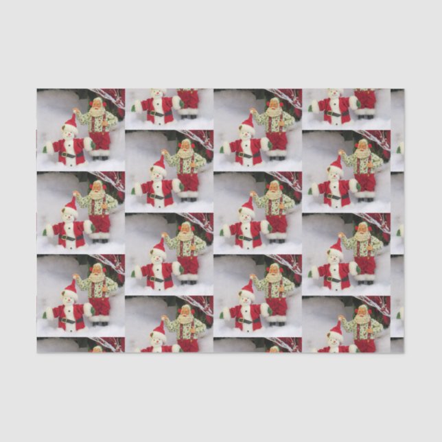 Santa construye un papel en el tejido de Snowman (Anverso)