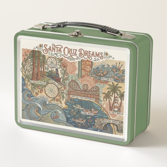 Santa Cruz California Dreams Map UCSC Surfing (Anverso)