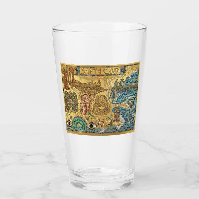 Santa Cruz California Mosaic Map Boardwalk Beach (Anverso)