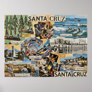 Santa Cruz Collage Vintage – Arte de Recuerdos Cos