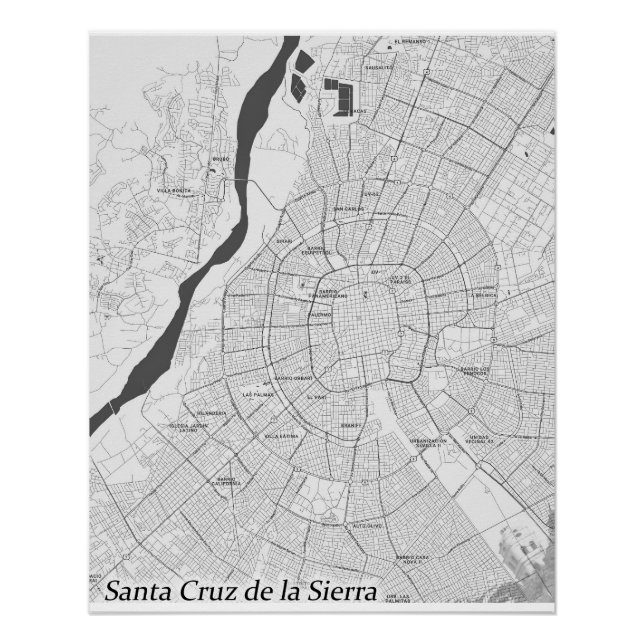Santa Cruz de la Sierra, poster de mapas (Anverso)