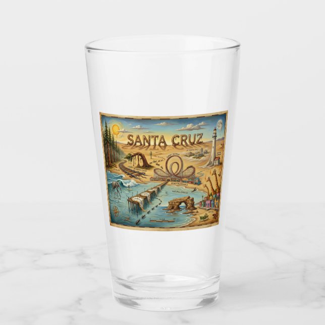 Santa Cruz Pop Art Map – Bold Coastal Landmark (Anverso)