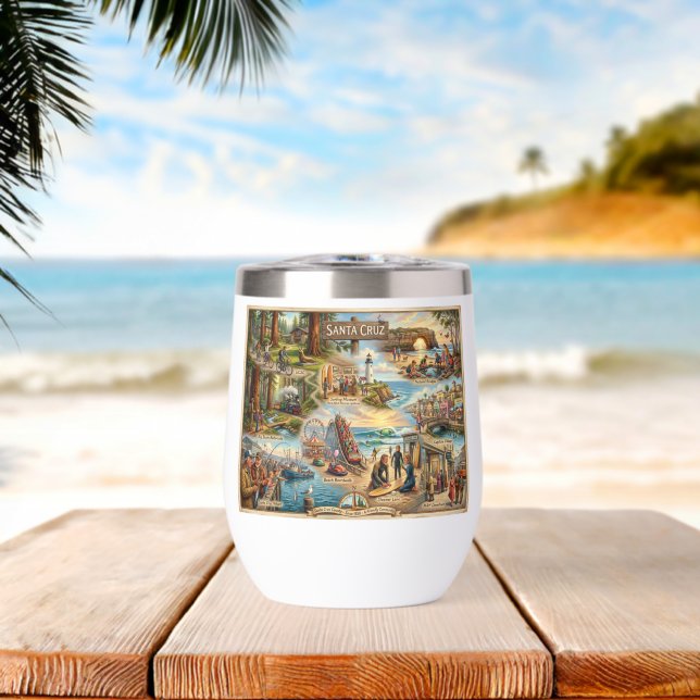 Santa Cruz Vibe Map – Cultural Coastal Art Print (Playa (girada))