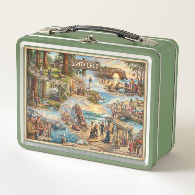 Santa Cruz Vibe Map – Cultural Coastal Art Print (Anverso)