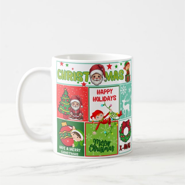 Santa Cute Merry navidad taza de café (Izquierda)