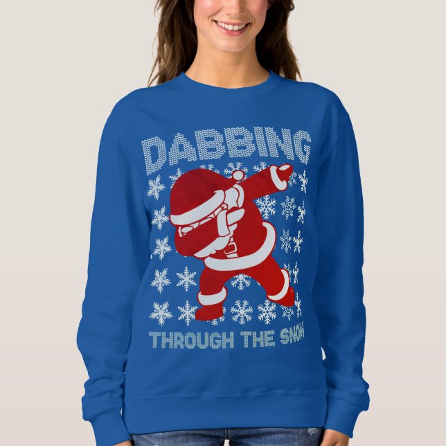 Santa Dabbing a través de la nieve Sweater Funny T (Anverso)