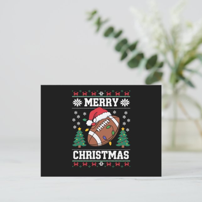 Santa de estilo suéter feo de Navidad fútbol ameri (Anverso de pie)