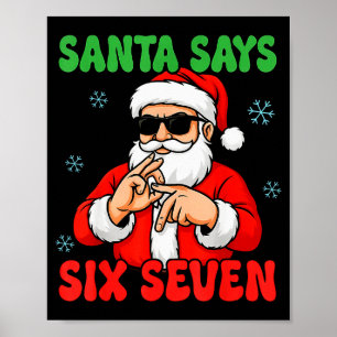 Santa de Navidad Dice Seis Siete Señal de Manos Di
