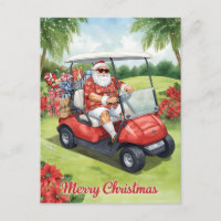 Santa de Navidad en carrito de golf