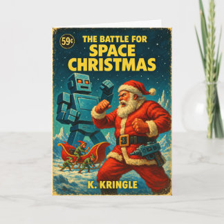 Santa de Navidad espacial vs. Robot Vintage Cienci