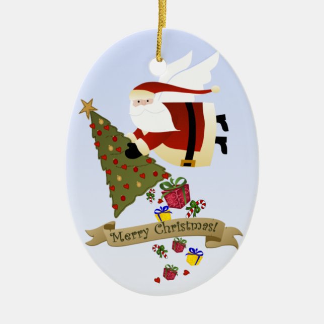 Santa Delivers | Ornamento de Navidad (Frente)
