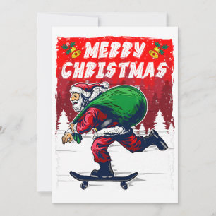 Santa divertido en patineta en Navidad