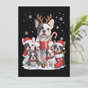 Santa divertido perros bulldog francés Navidad Xma