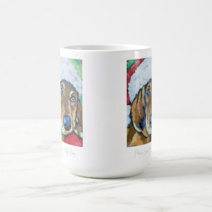 Santa Dog Paz, Amor y Belly Rubs taza de café