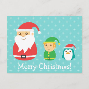 Santa, Duende y Pingüino Lindos, Feliz Navidad