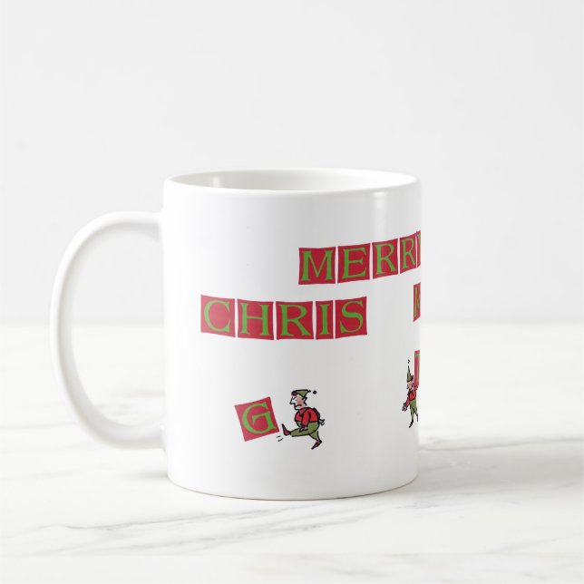 Santa Elves Typo taza de café a mano derecha (Izquierda)