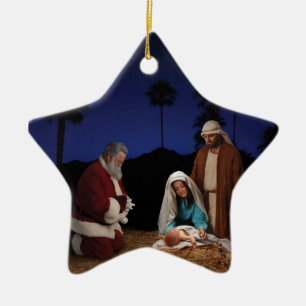 Santa en el ornamento de la estrella de la