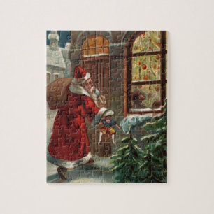 Santa en el rompecabezas de la puerta
