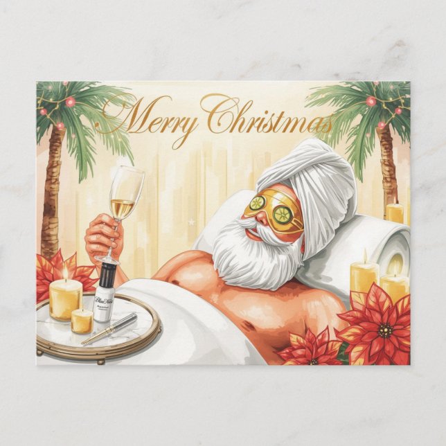 Santa en el spa de la bañera tema de Navidad (Anverso)