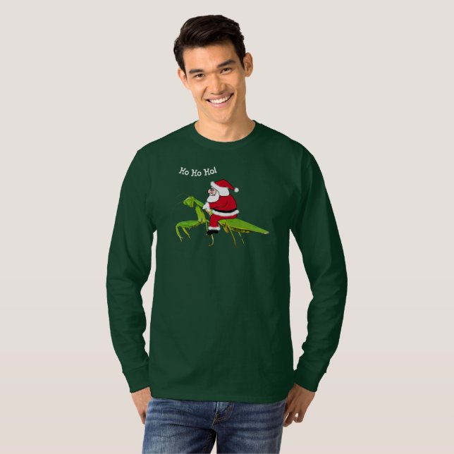 Santa en la camiseta del navidad de la mantis (Anverso completo)