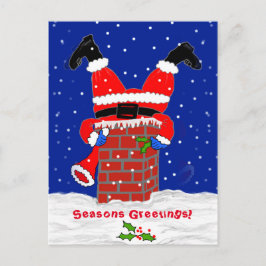 Santa en la postal de la chimenea