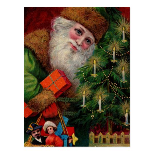 Santa en postal verde