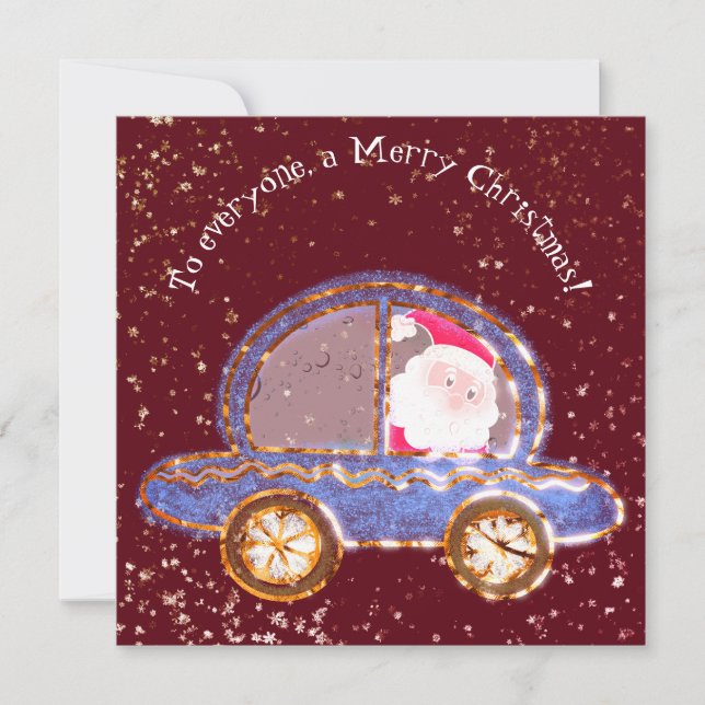 Santa en su coche en Navidad (Anverso)
