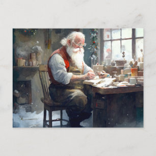 Santa en su postal de taller
