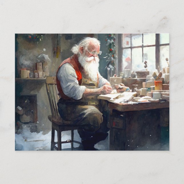 Santa en su postal de taller (Anverso)
