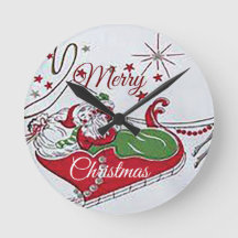 "Santa en su Sleigh" Reloj de pared acrílico redon