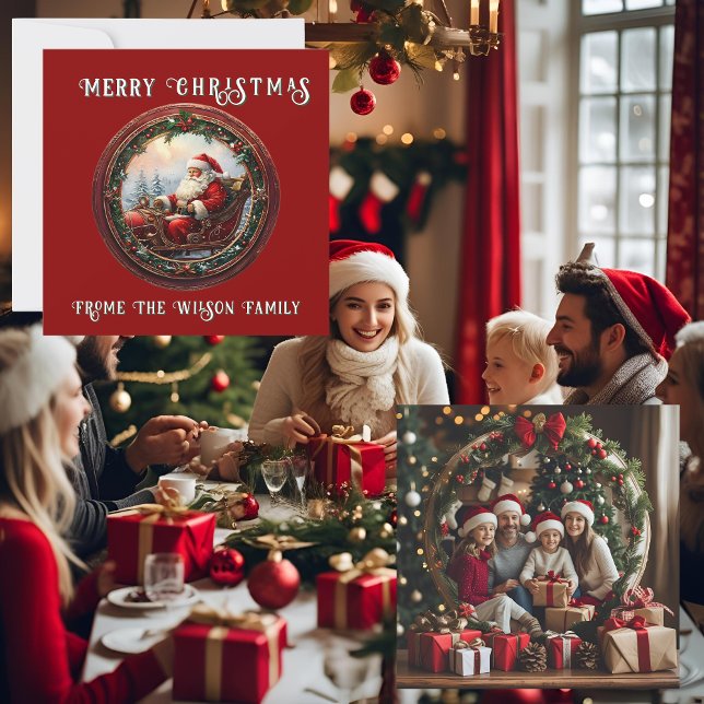 Santa en su tarjeta de saludo de Sleigh (Subido por el creador)