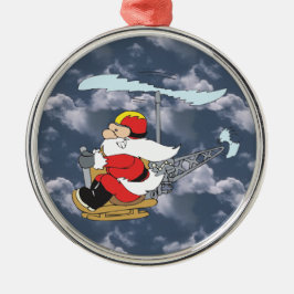 Santa en un ornamento del helicóptero
