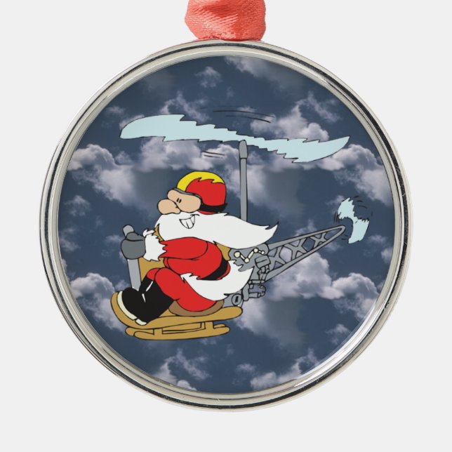 Santa en un ornamento del helicóptero (Frente)
