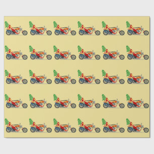 Santa en un papel de embalaje de la motocicleta