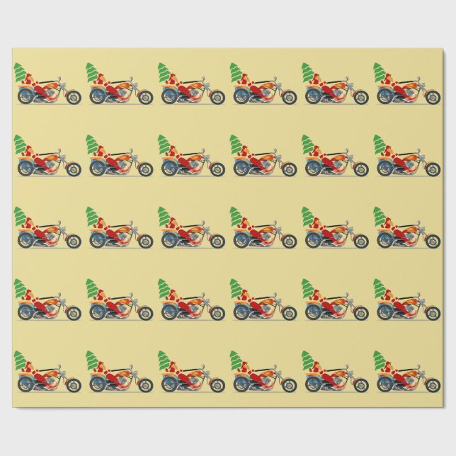 Santa en un papel de embalaje de la motocicleta (Costura)