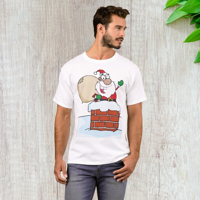 Santa en una camiseta festiva de chimenea (Subido por el creador)