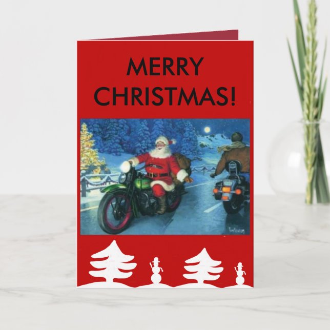Santa en una tarjeta de Navidad de Harley (Anverso)