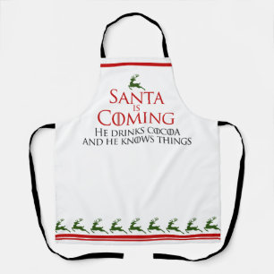 Santa Está Llegando Delantal Divertido de Navida