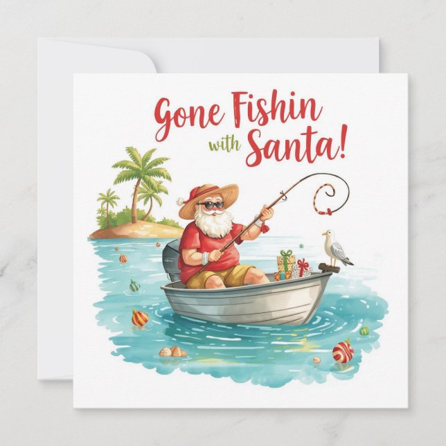 Santa está pescando Vacaciones de Navidad  (Anverso)