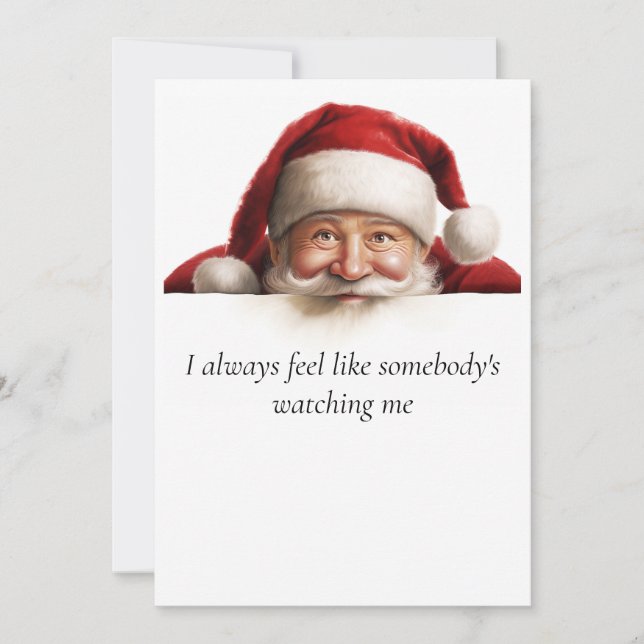 Santa está viendo tarjetas de Navidades divertidos (Anverso)