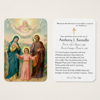 Santa Familia Católica Funeral Memorial Tarjeta Sa