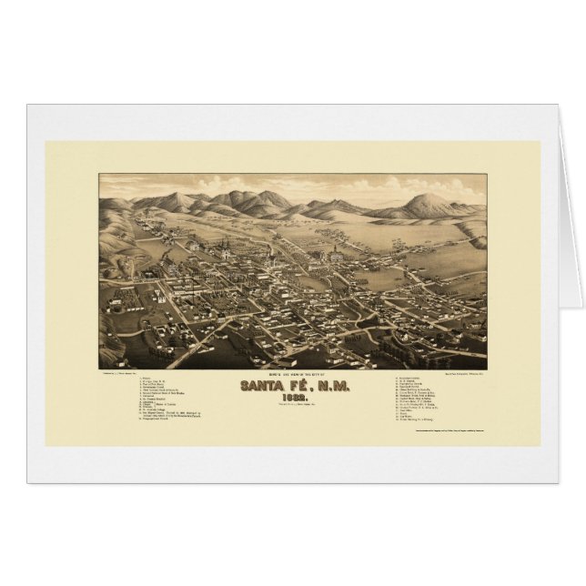 Santa Fe, mapa panorámico del nanómetro - 1882 (Anverso (Horizontal))