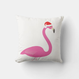 Santa Flamingo sobre la almohada exterior blanca