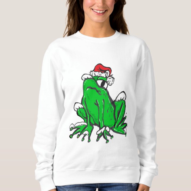 Santa Frog Personalizado Merry X-Mas Sweater (Anverso)