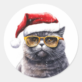 Santa Gata Con Pegatinas De Gafas De Sol