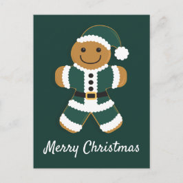 Santa Gingbread Man Green | Tarjeta postal