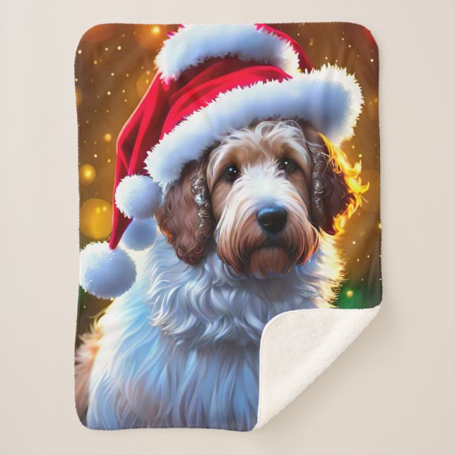 Santa Goldendoodle, una manta de perro para Navida (Anverso)